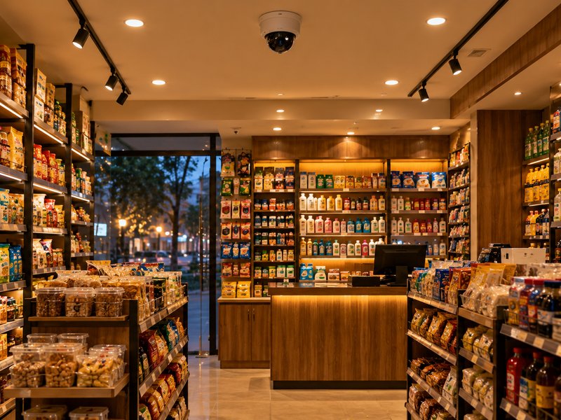 Retail shop interior representing shop CCTV installation